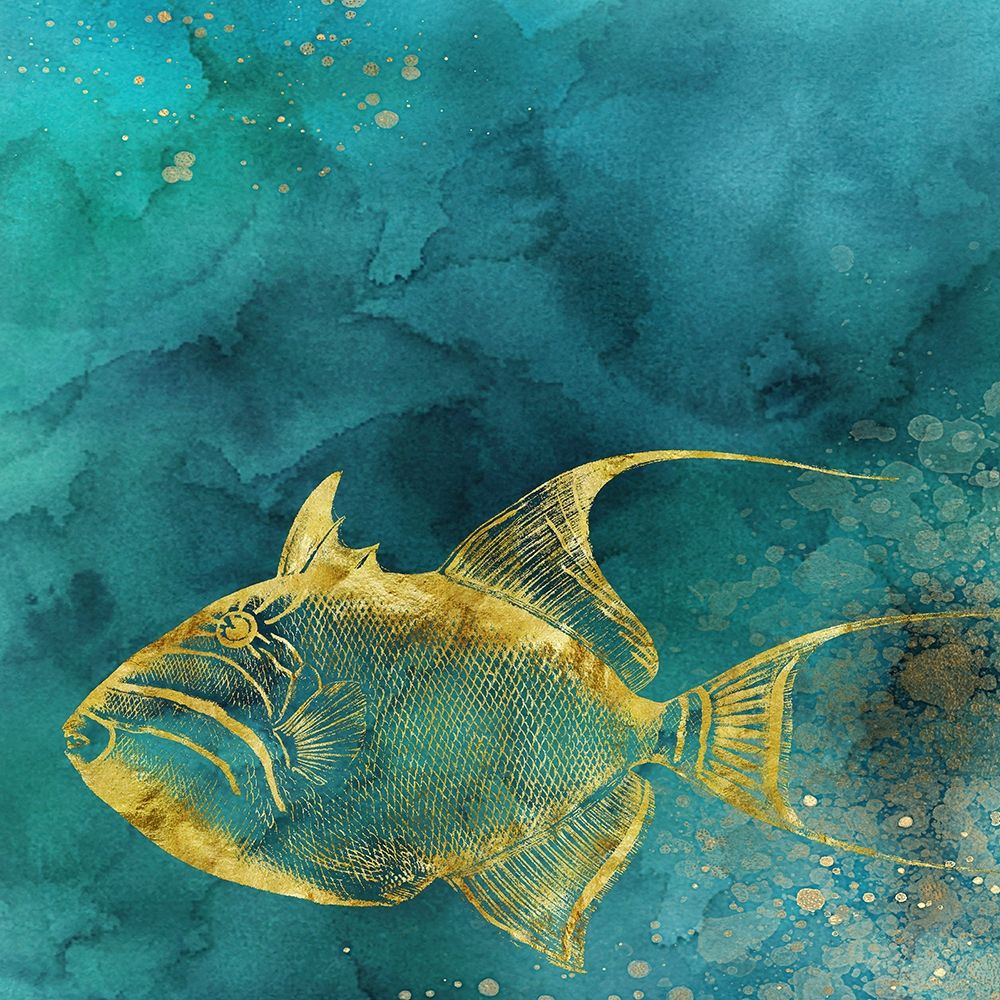 Redone Fish of Gold on Aqua  art print by Christine Zalewski for $57.95 CAD