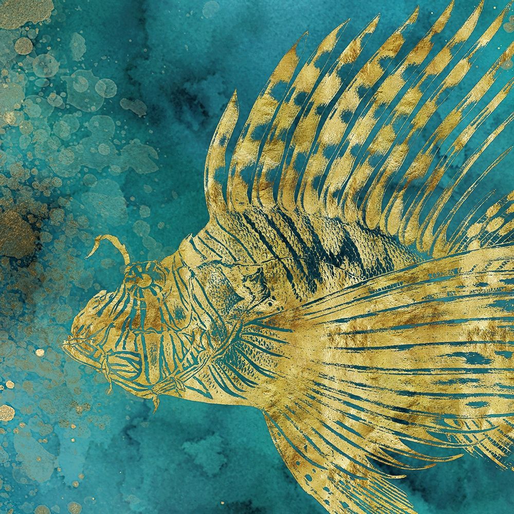 Lionfish Coming on Aqua I  art print by Christine Zalewski for $57.95 CAD