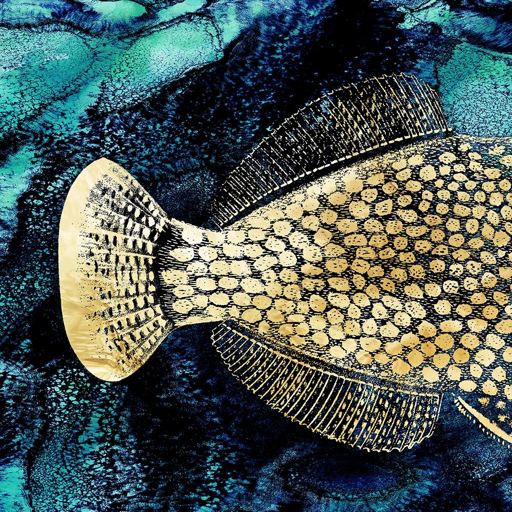 Blue Ink and Golden Fish I  art print by Christine Zalewski for $57.95 CAD
