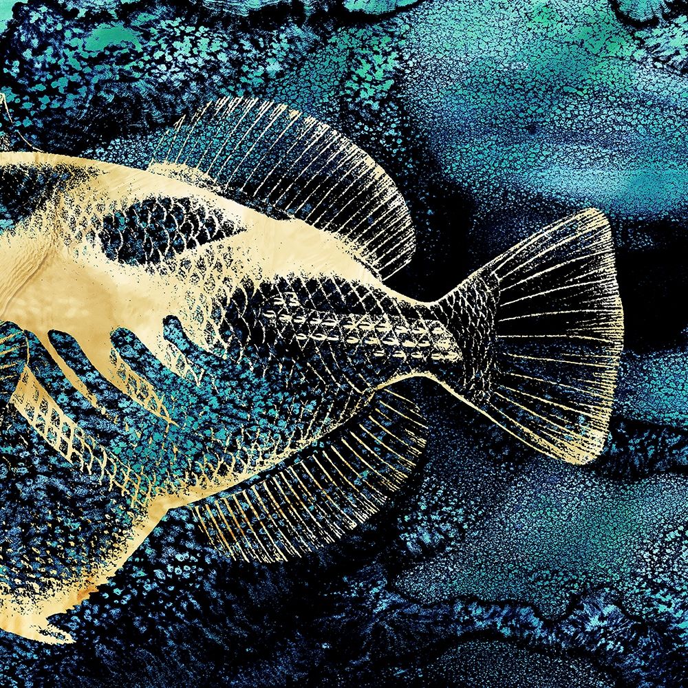 Blue Ink and Golden Fish II art print by Christine Zalewski for $57.95 CAD