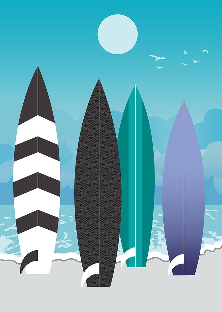 Surfboards art print by Ayse for $57.95 CAD