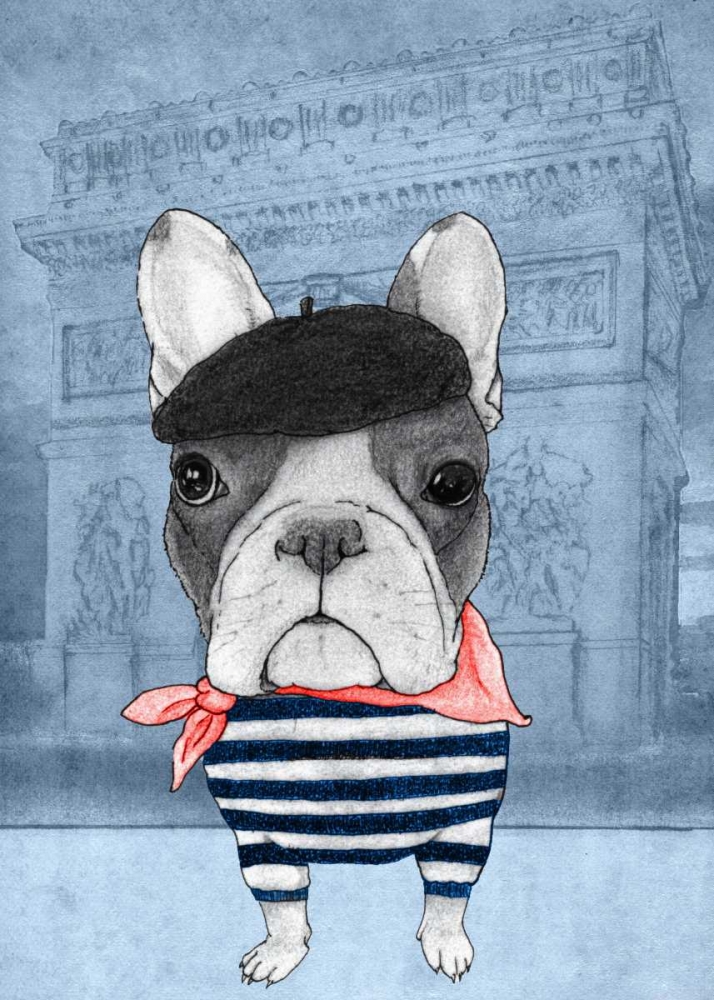 French Bulldog with Arc de Triomphe art print by Barruf for $57.95 CAD