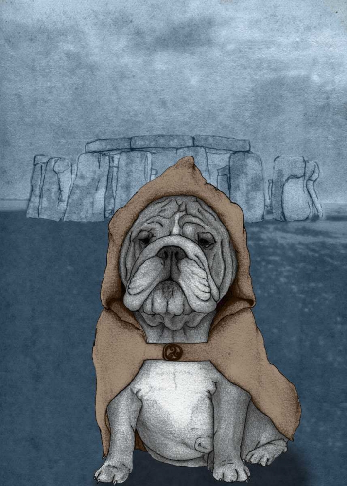 English Bulldog with Stonehenge art print by Barruf for $57.95 CAD