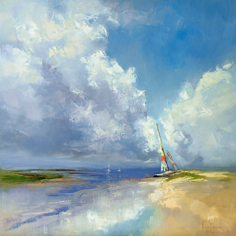 Sailboat on a Sandy Beach art print by Kasia Bruniany for $57.95 CAD