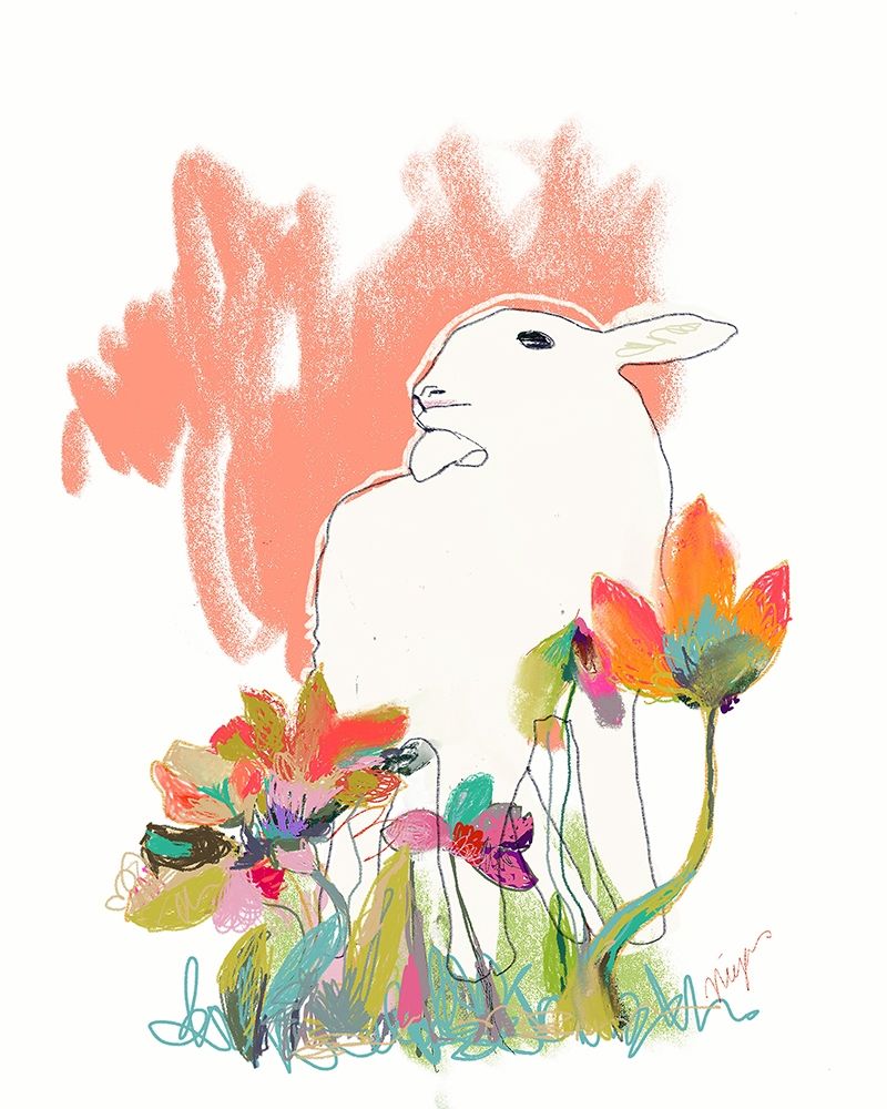 Lamb and Flowers art print by Niya Christine for $57.95 CAD