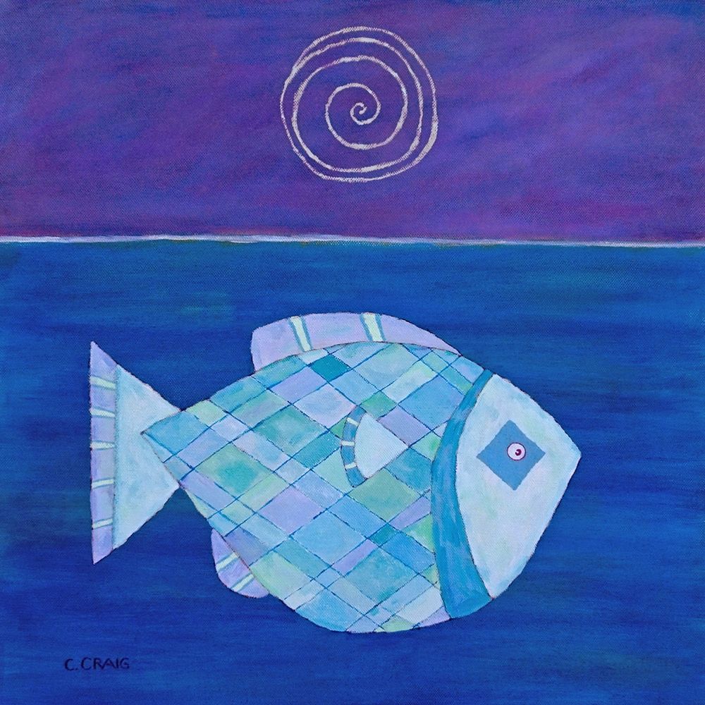 Fish With Spiral Moon art print by Casey Craig for $57.95 CAD