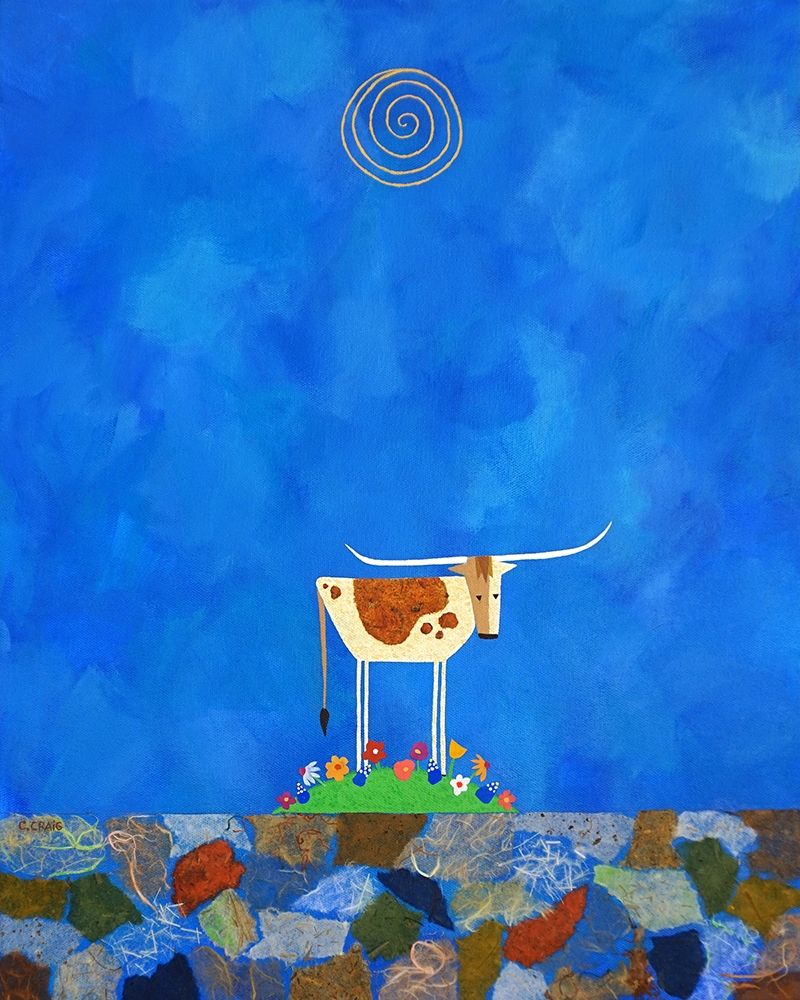 Longhorn on Wildflower Hill art print by Casey Craig for $57.95 CAD