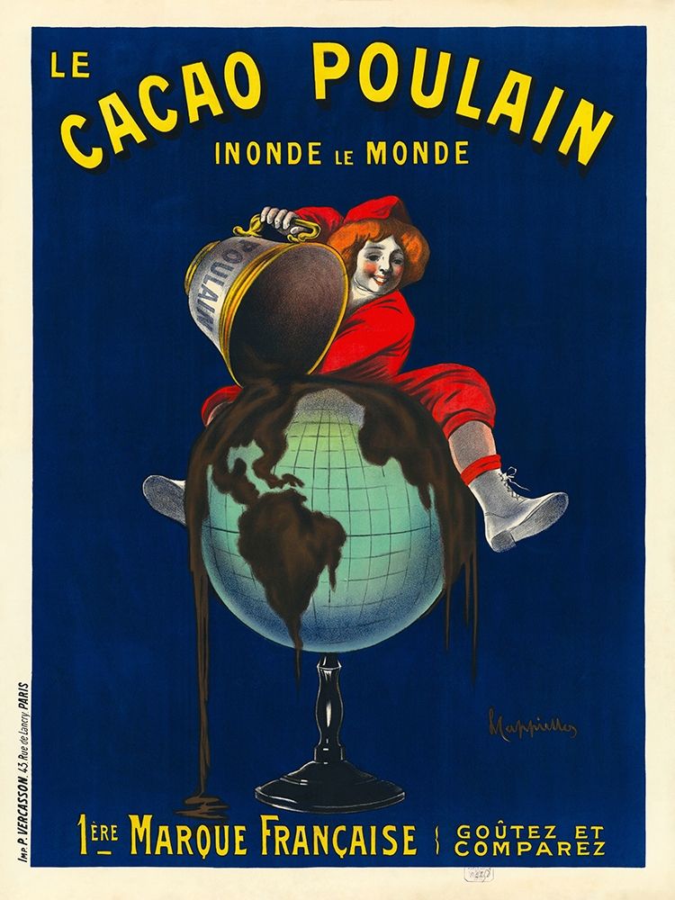 Le cacao Poulain inonde le monde, 1911 art print by Leonetto Cappiello for $57.95 CAD