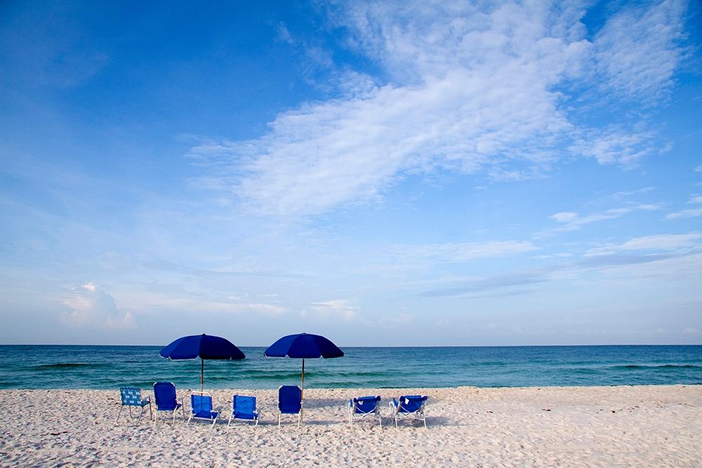 Blue Chairs and Umbrellas art print by George Cannon for $57.95 CAD