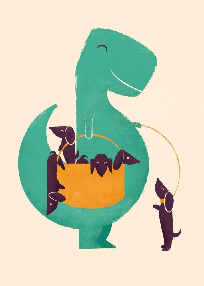 Trex and The Basketful of Wiener Dogs art print by Jay Fleck for $57.95 CAD