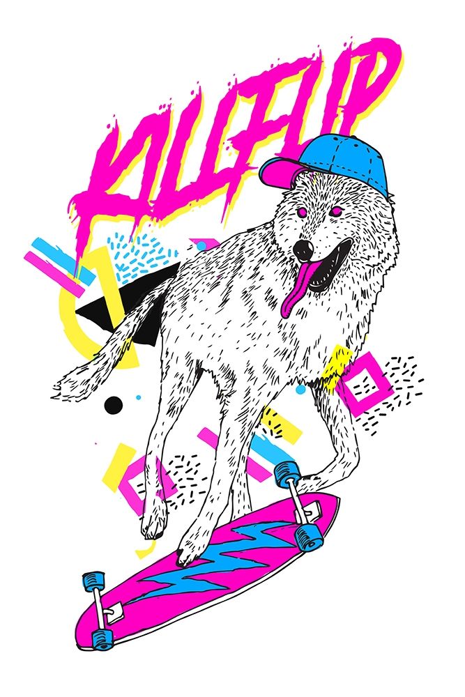 Kickflip Wolf art print by Robert Farkas for $57.95 CAD