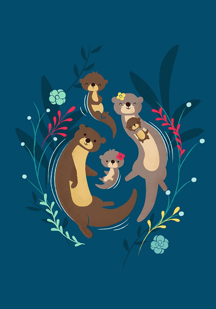 Otter Family art print by Jay Fleck for $57.95 CAD