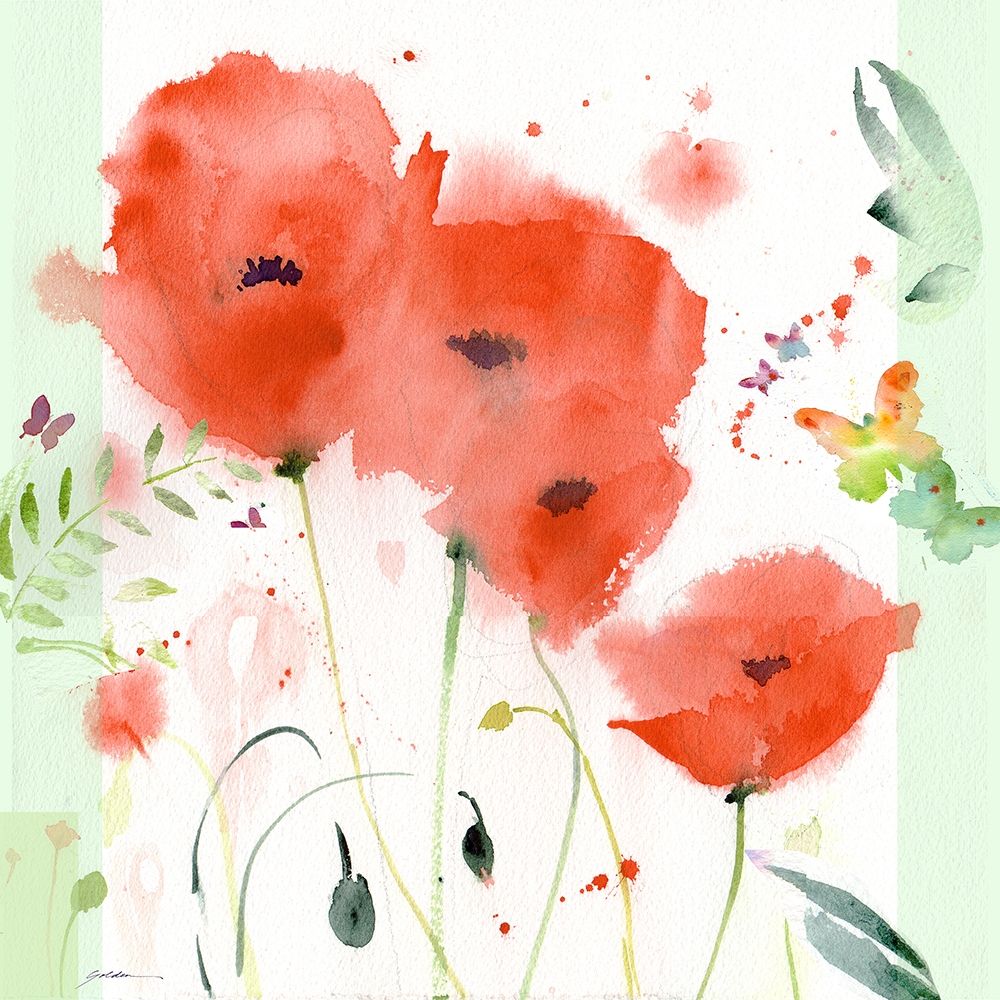 Poppies Chinoise art print by Sheila Golden for $57.95 CAD