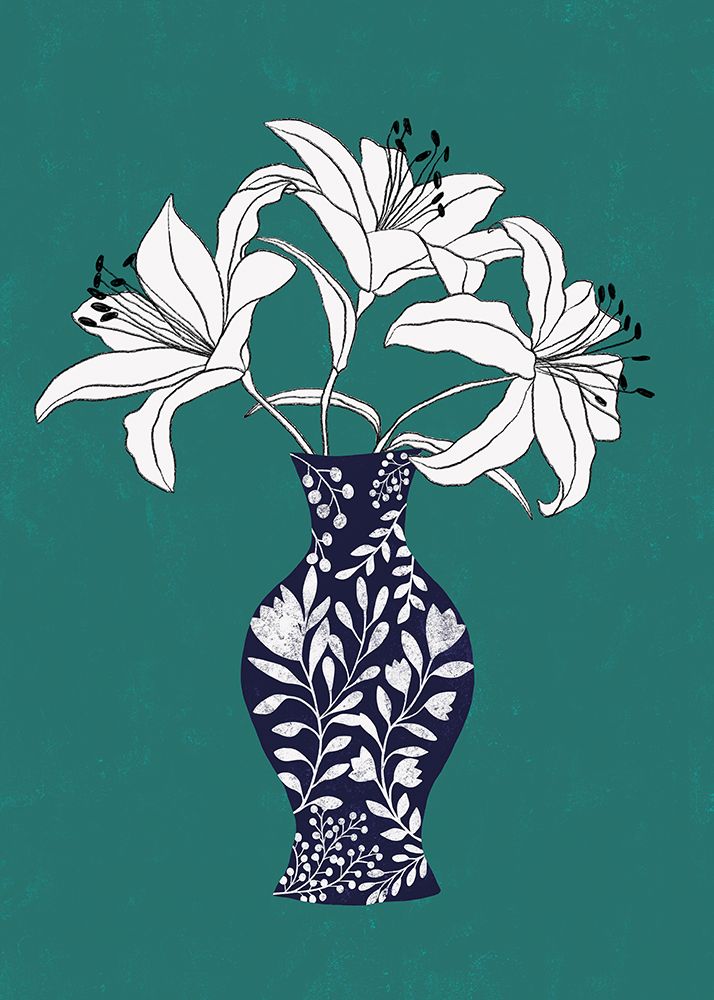 Lily On Teal art print by Ioana Horvat for $57.95 CAD