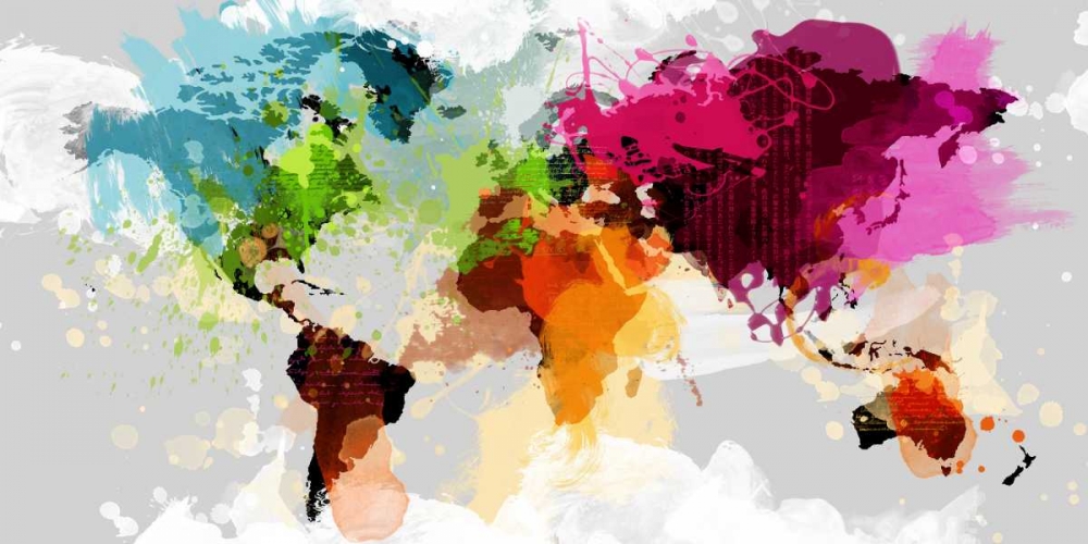 Colourful World Map art print by GraphINC for $57.95 CAD