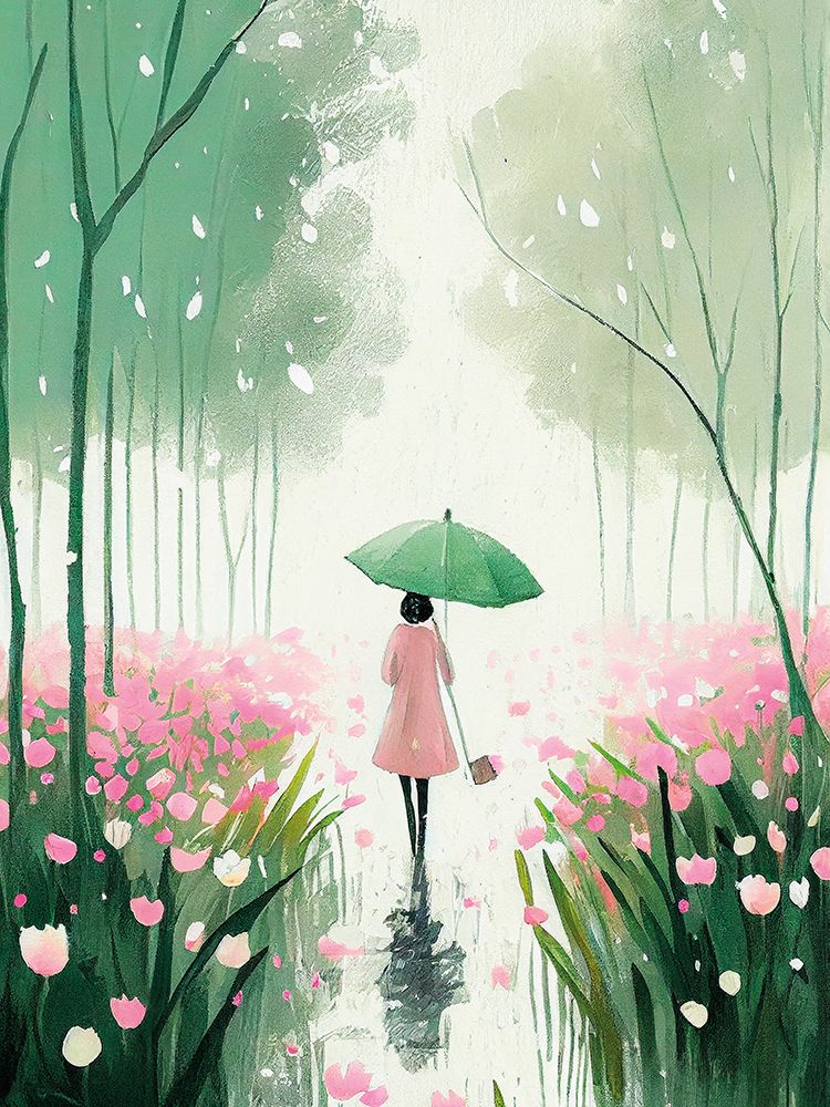 Walking Through Tulips in the Rain art print by Incado for $57.95 CAD