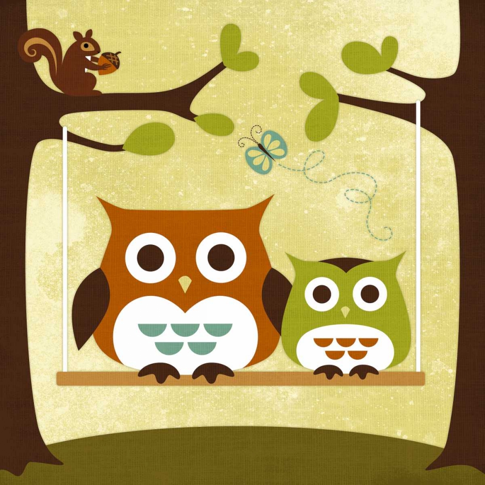 Two Owls on Swing art print by Nancy Lee for $57.95 CAD