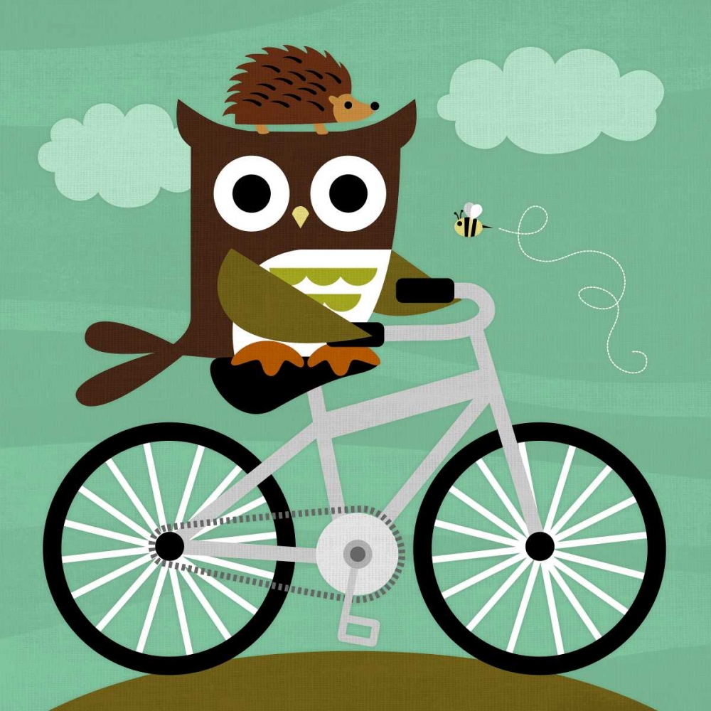 Owl and Hedgehog on Bicycle art print by Nancy Lee for $57.95 CAD
