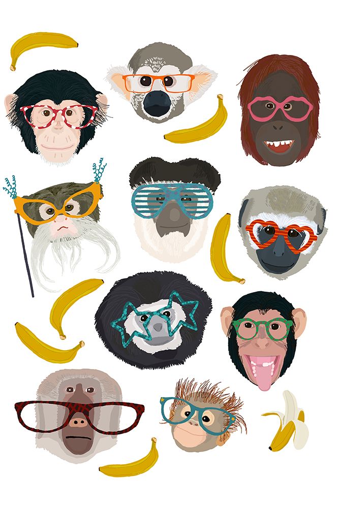 Monkeys in Glasses art print by Hanna Melin for $57.95 CAD