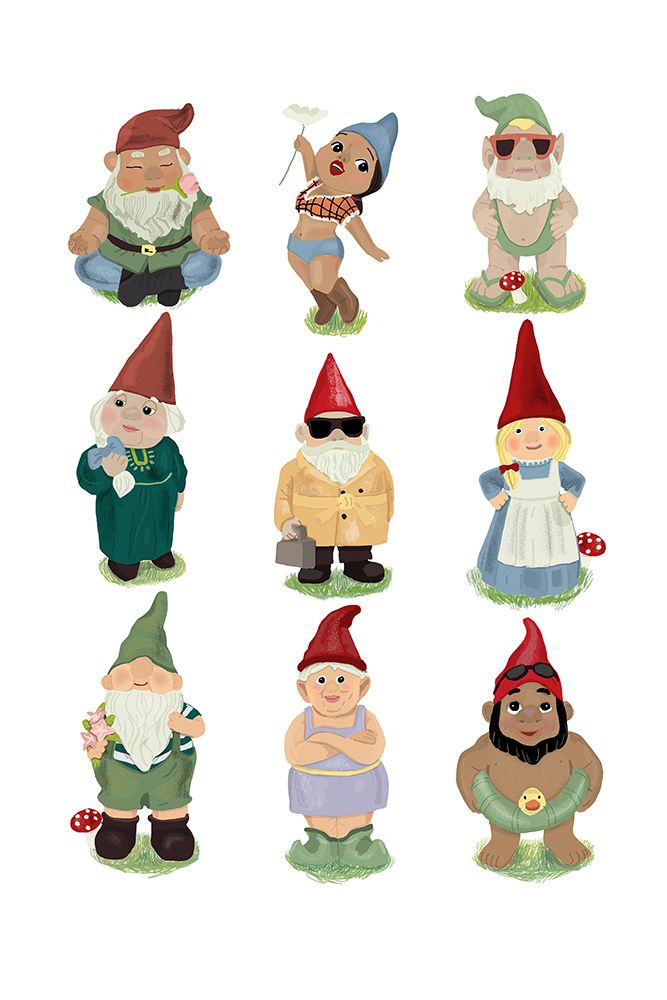 Sock Garden Gnomes art print by Hanna Melin for $57.95 CAD