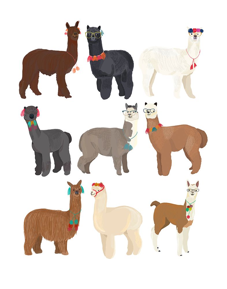 Standing Llamas in Glasses art print by Hanna Melin for $57.95 CAD