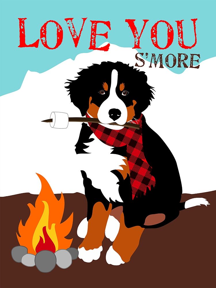 Bernese Mountain Dog - Love You SMore art print by Ginger Oliphant for $57.95 CAD