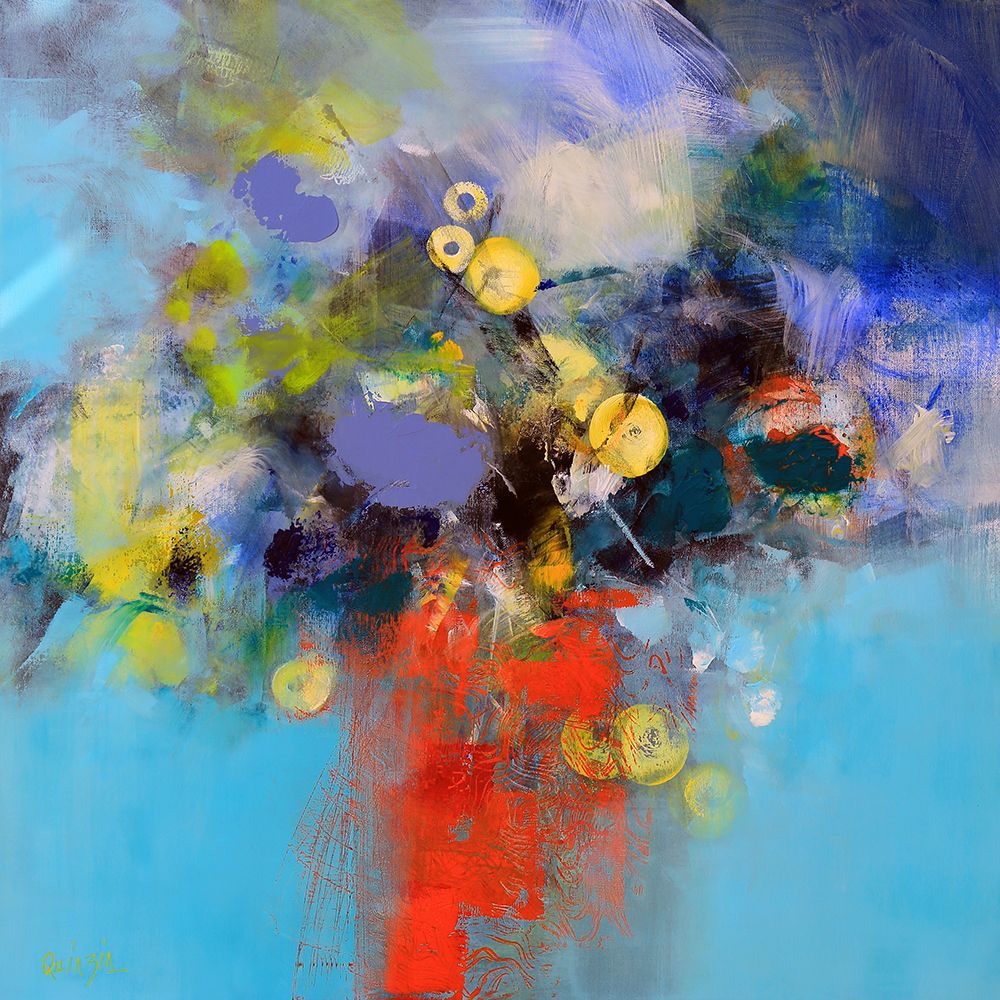 Blue and Yellow Flowers art print by Marianne Quinzin for $57.95 CAD