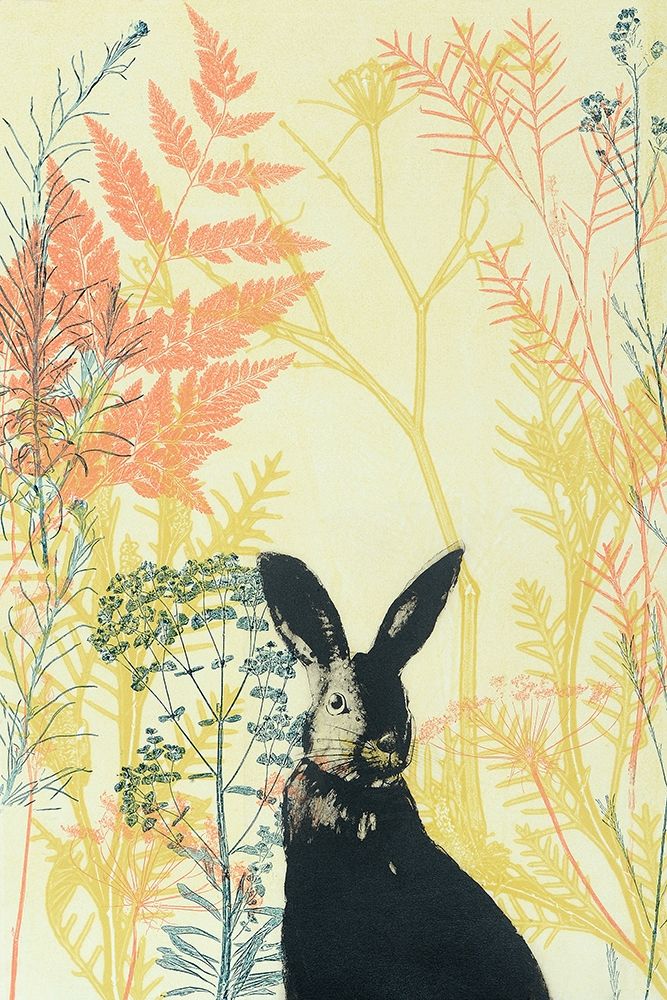 Wild Bunny in a Shiny Coral Garden art print by Trudy Rice for $57.95 CAD