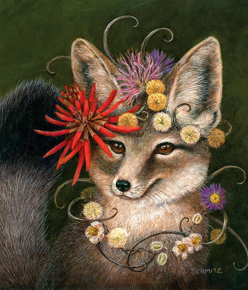 Kit Fox in Coral art print by Carolyn Schmitz for $57.95 CAD
