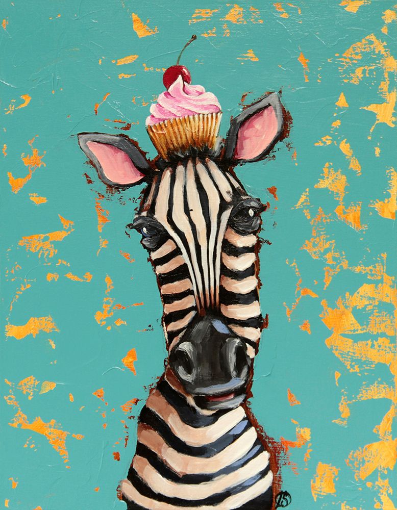 Zebra With Cherry Cupcake art print by Lucia Stewart for $57.95 CAD