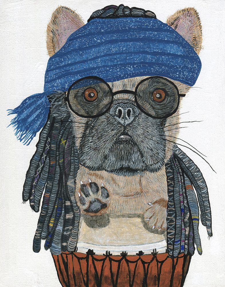 Hippie Frenchie art print by Melissa Symons for $57.95 CAD