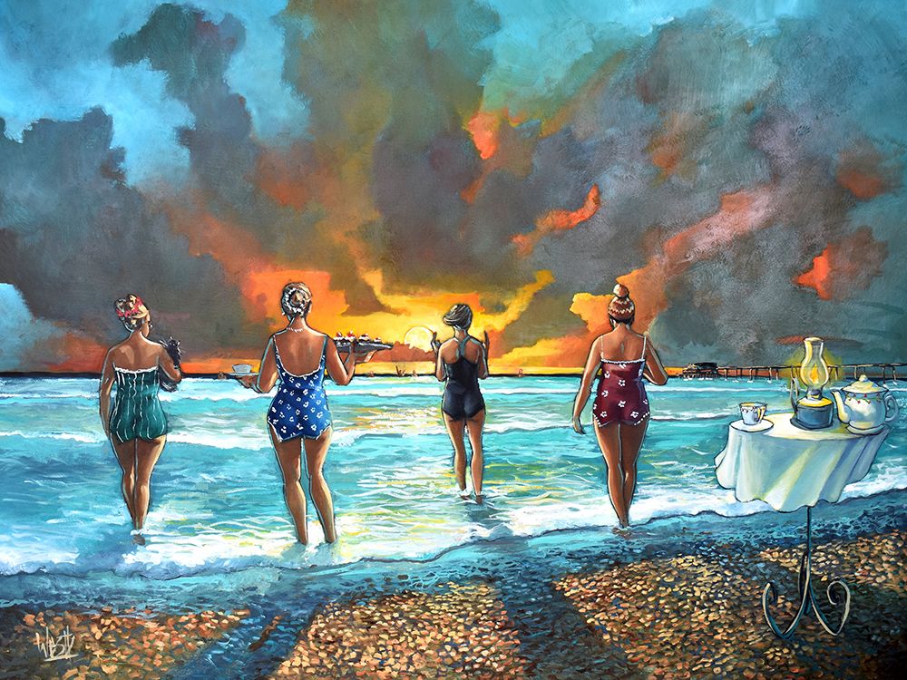 Early Morning Swim - With Cat art print by Ronald West for $57.95 CAD