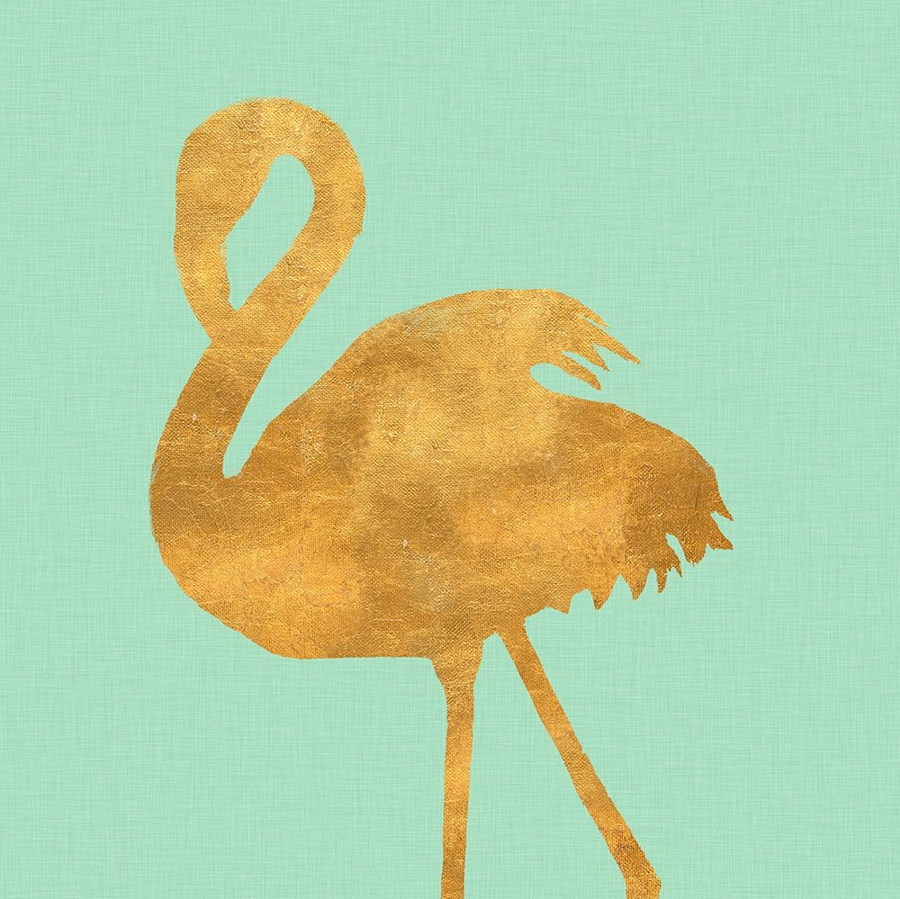 Teal Gold Flamingo art print by Linda Baliko for $57.95 CAD