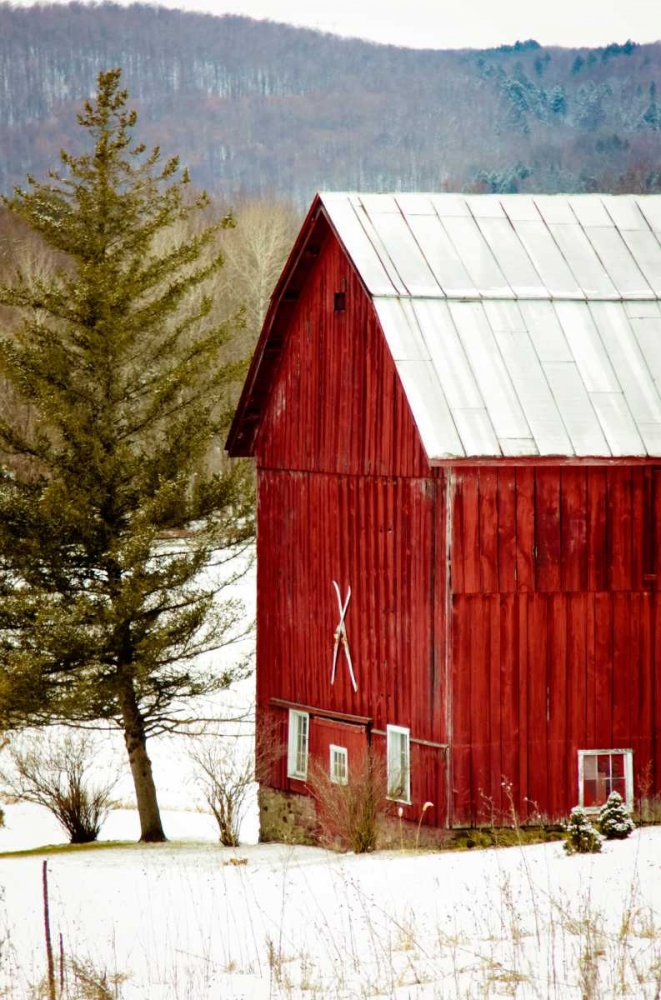 Red Barn House art print by Kelly Poynter for $57.95 CAD