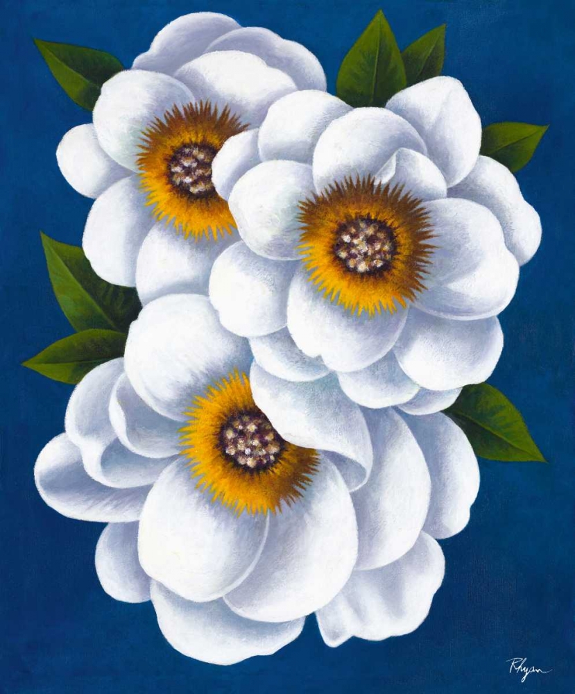 White Flowers on Blue II art print by Vivien Rhyan for $57.95 CAD