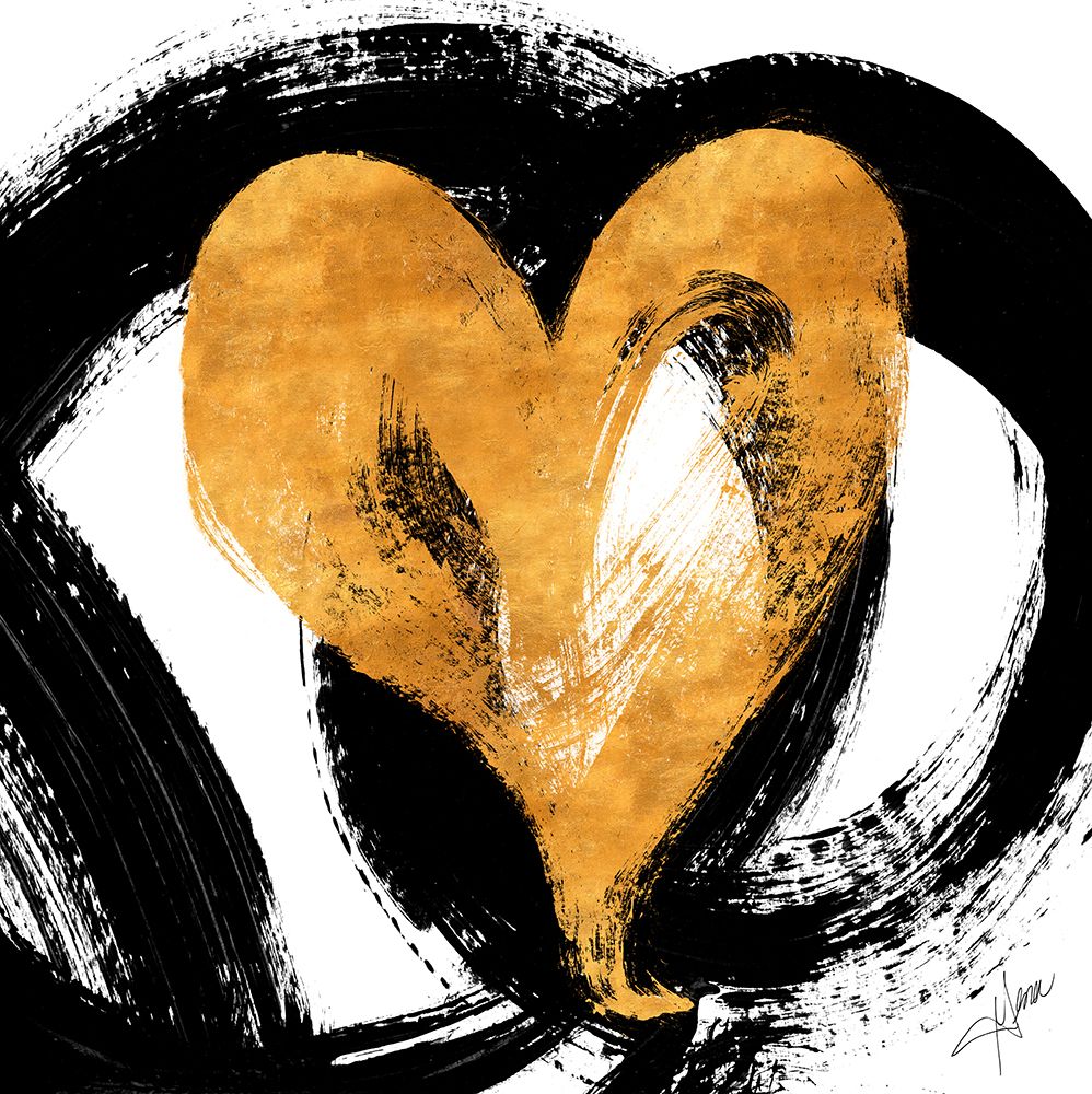 Black And Gold Heart Strokes I art print by Gina Ritter for $57.95 CAD