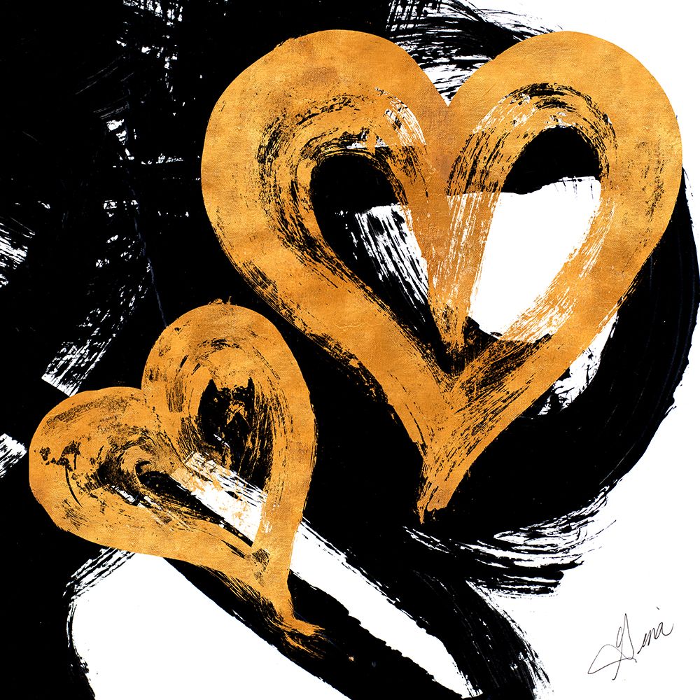 Black And Gold Heart Strokes II art print by Gina Ritter for $57.95 CAD