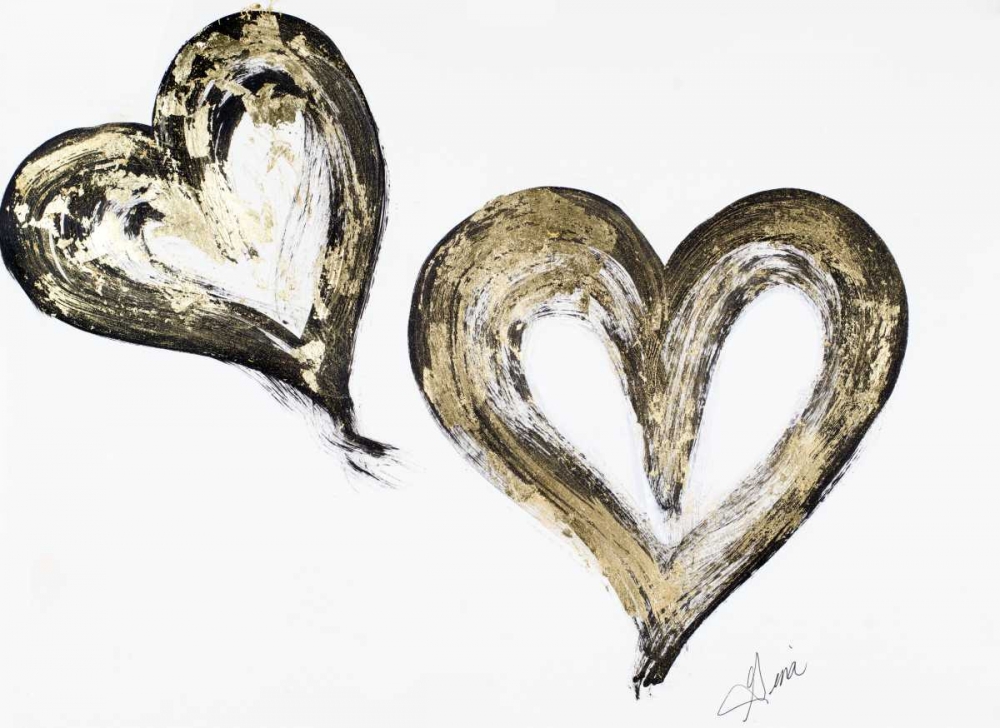 Two Gold and Black Hearts art print by Gina Ritter for $57.95 CAD