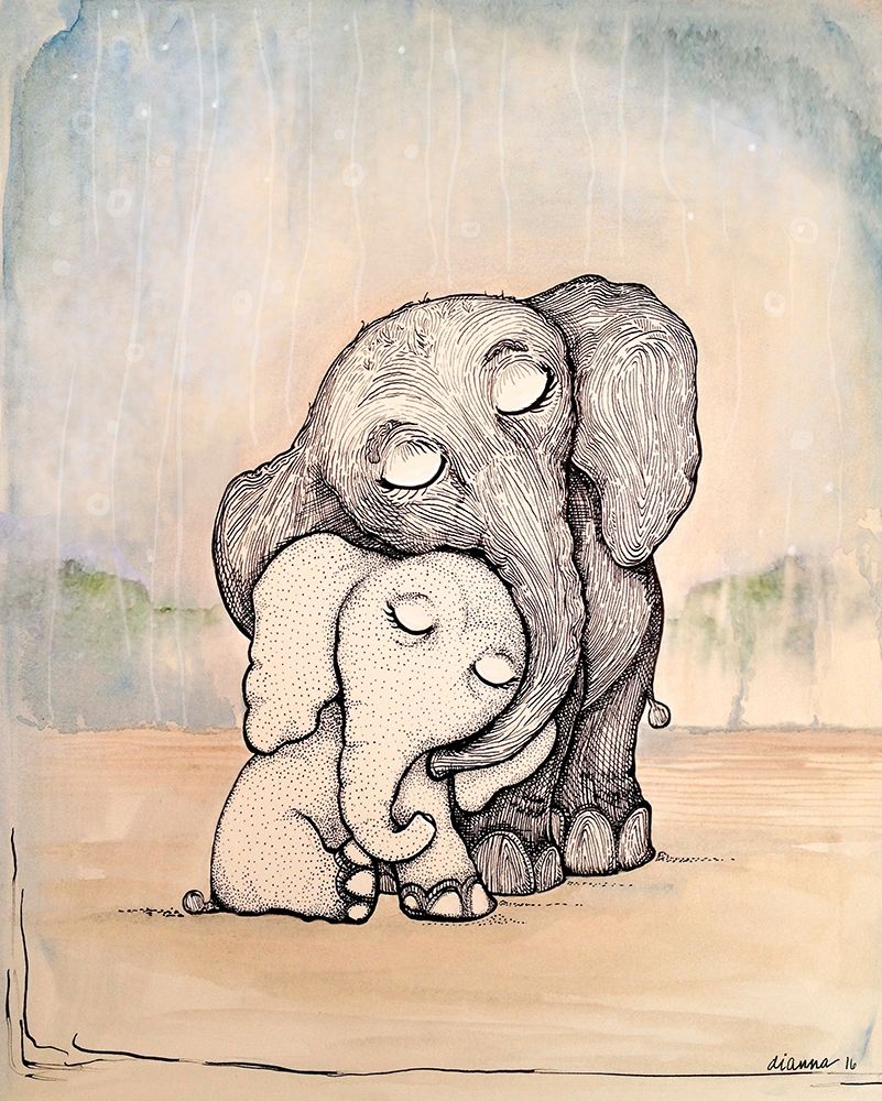 Whimsical Mom and Baby Elephant art print by Diannart for $57.95 CAD
