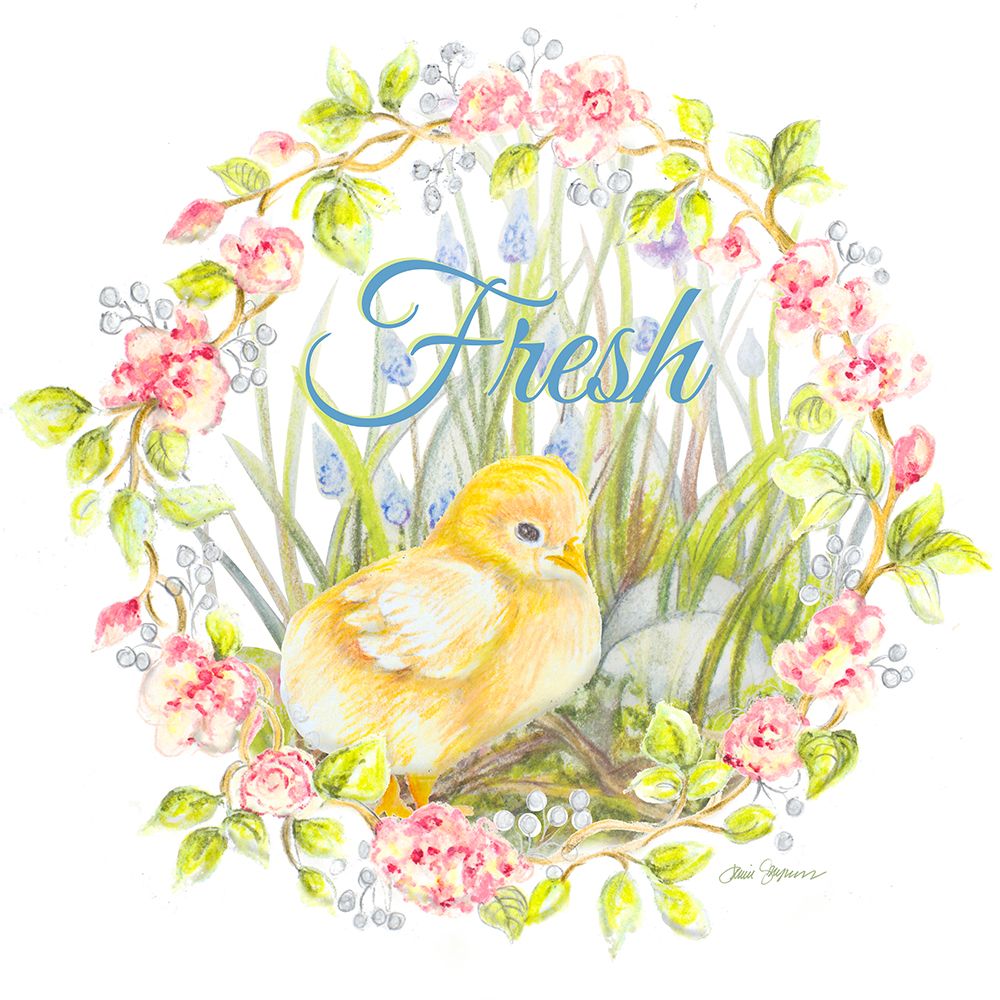 Chick And Wreath II art print by Janice Gaynor for $57.95 CAD
