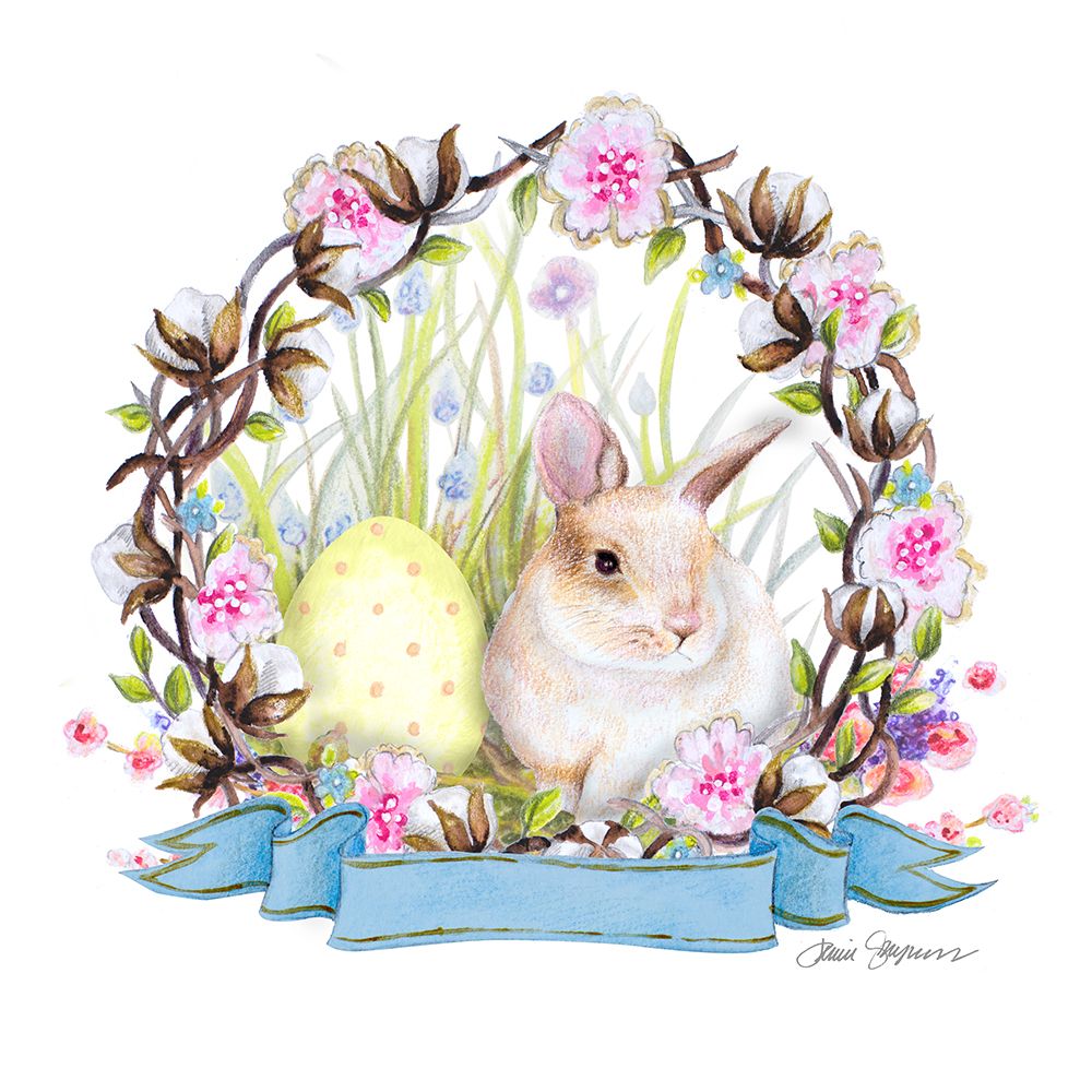 Wreath Bunny I art print by Janice Gaynor for $57.95 CAD