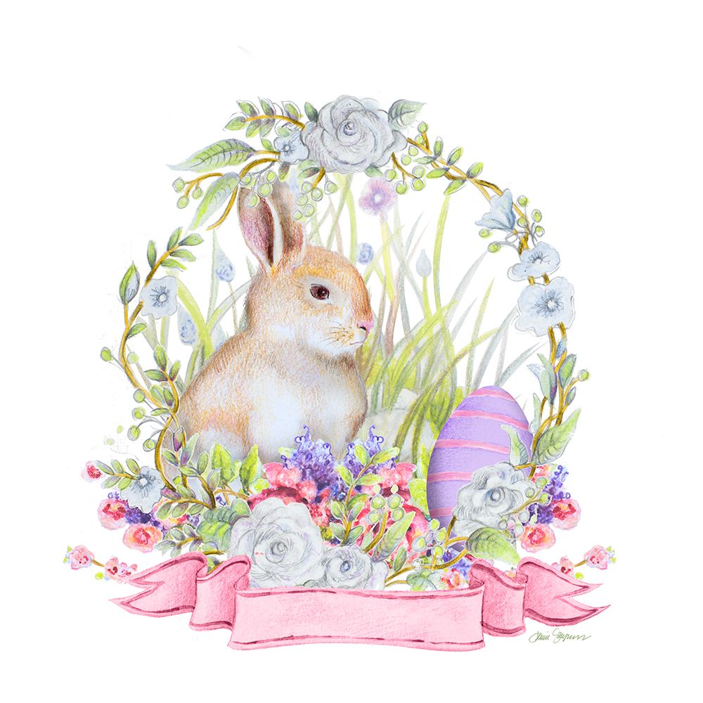 Wreath Bunny II art print by Janice Gaynor for $57.95 CAD