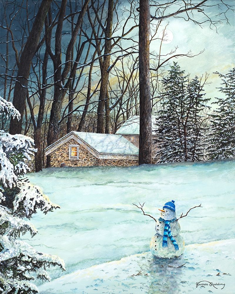 Snowman in Moonlight art print by James Redding for $57.95 CAD
