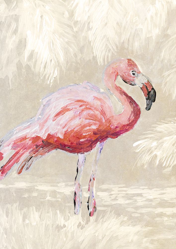 Flamingo On Taupe art print by Jane Slivka for $57.95 CAD