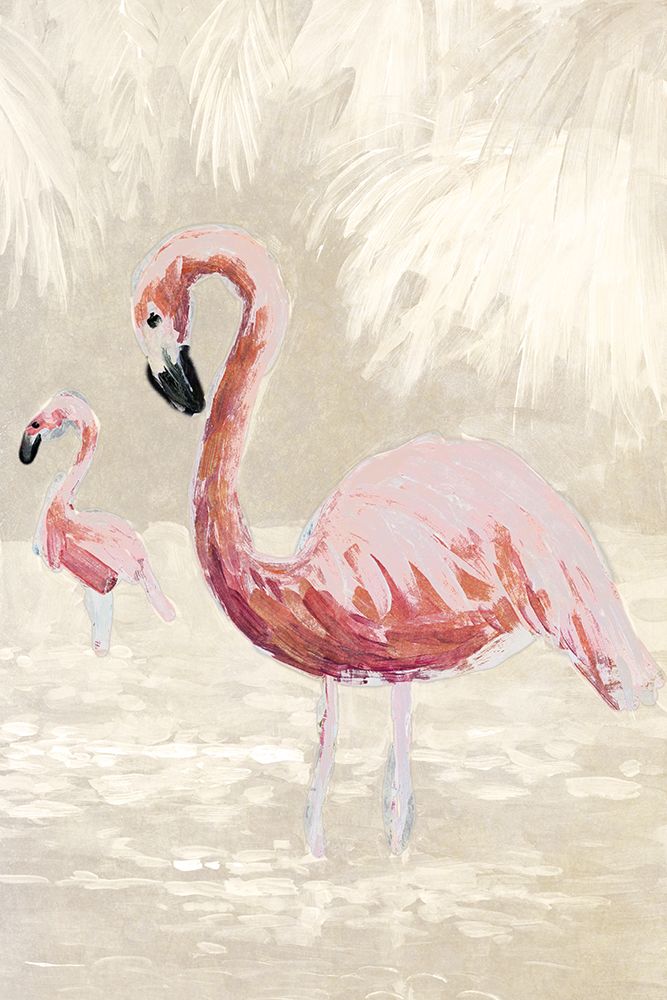 Flamingos on Taupe art print by Jane Slivka for $57.95 CAD