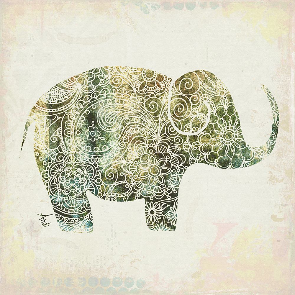 Boho Elephant I art print by Andi Metz for $57.95 CAD