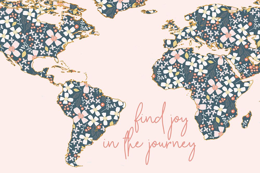 Find Joy In The Journey Map on Pink art print by Sarah Gardner for $57.95 CAD