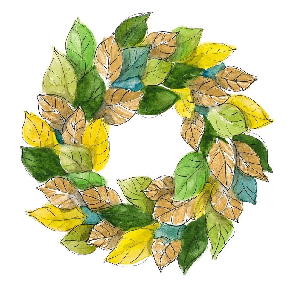 Green Metallic Leaf Wreath art print by Lanie Loreth for $57.95 CAD