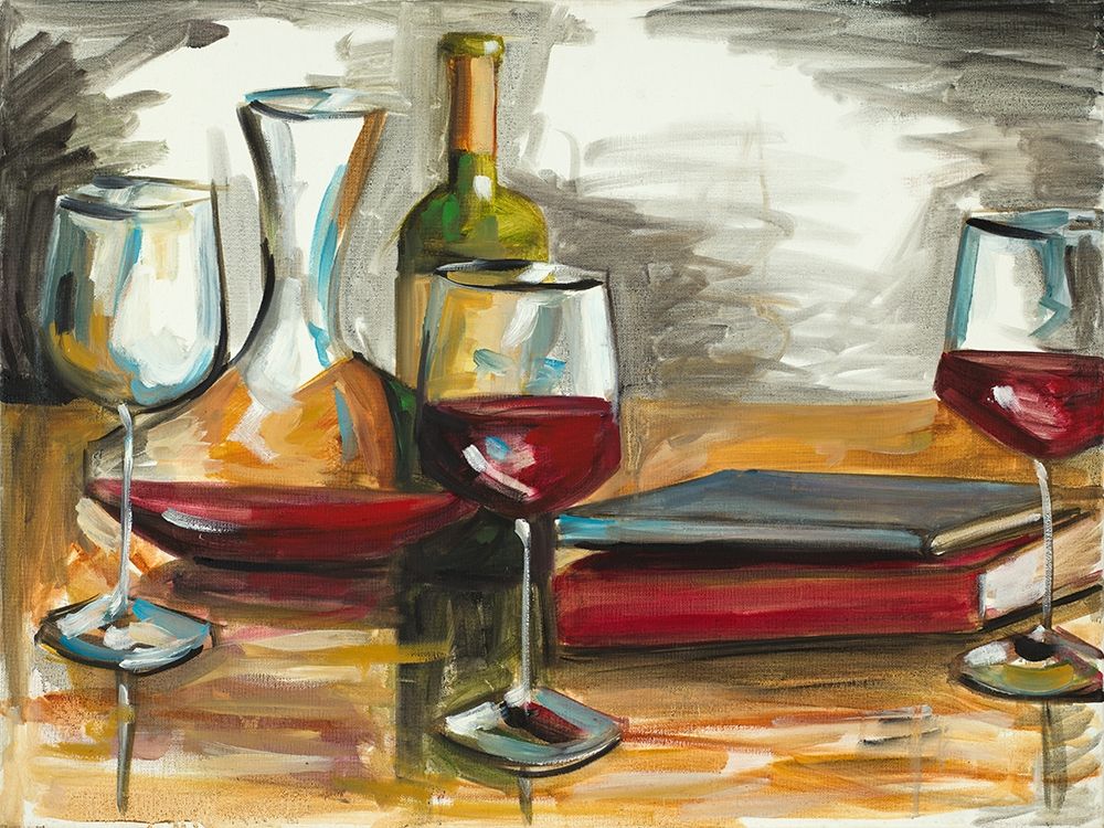 Wine and Books art print by Heather A. French-Roussia for $57.95 CAD