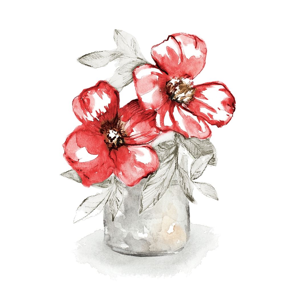 Red Florals In Watering Can II art print by Lanie Loreth for $57.95 CAD